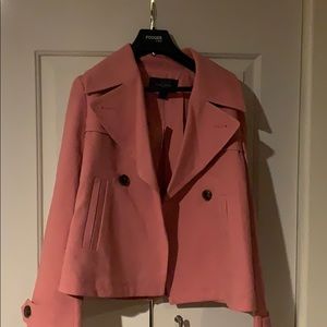Pink waist length trench coat